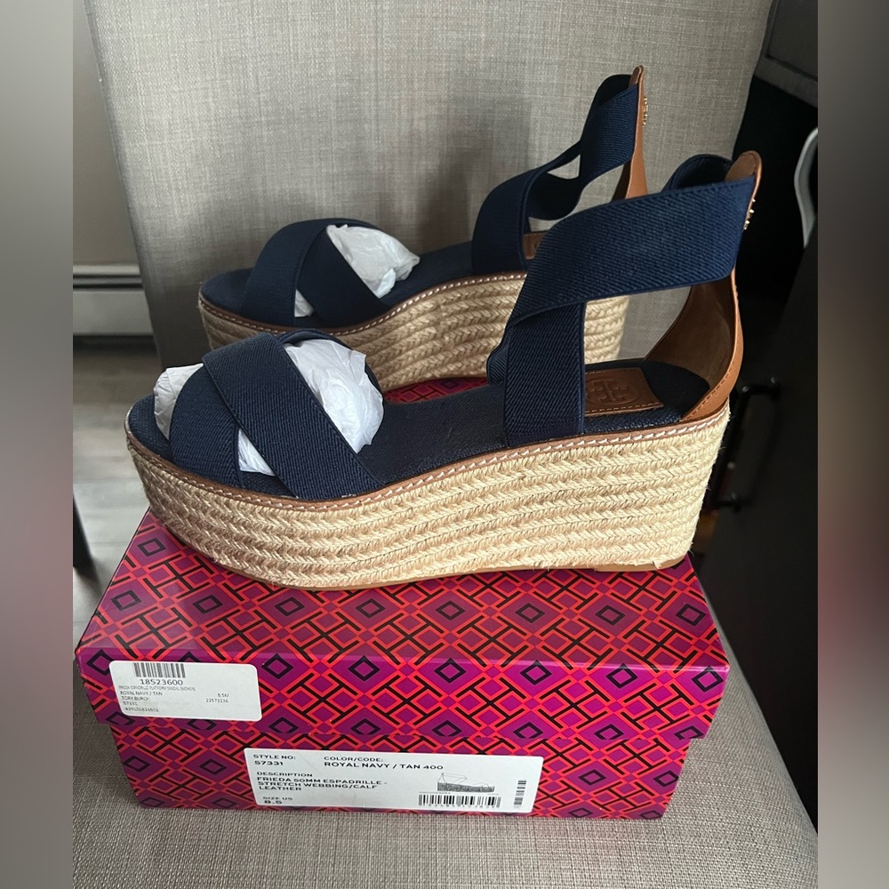 Tory Burch Frieda Wedge Espadrille Sandal Size 8.5 New In Box